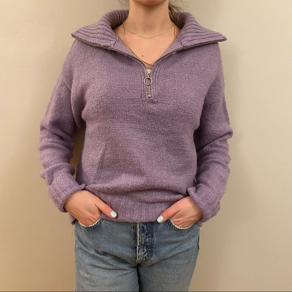 Lavender quarter zip sweater - Picture 1 of 7